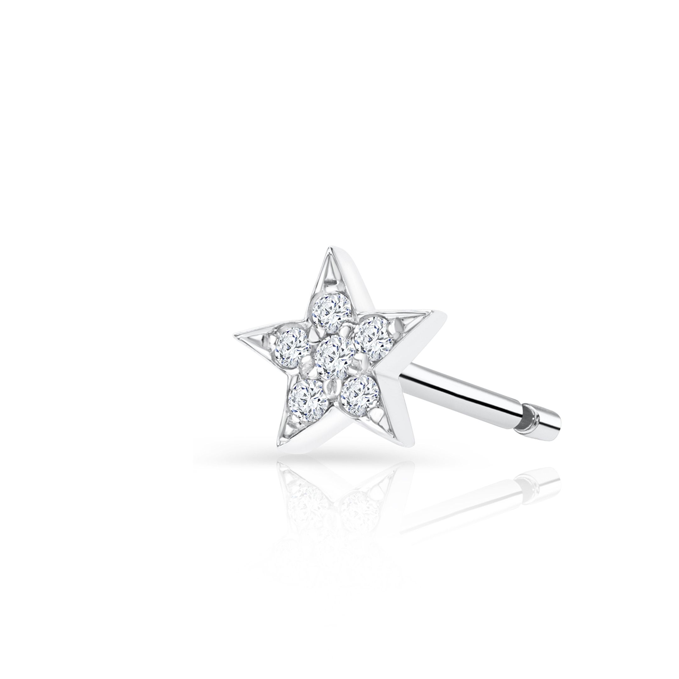 Pendiente Piercing Estrella Moon Diamonds en Oro Blanco de 18 Kt
