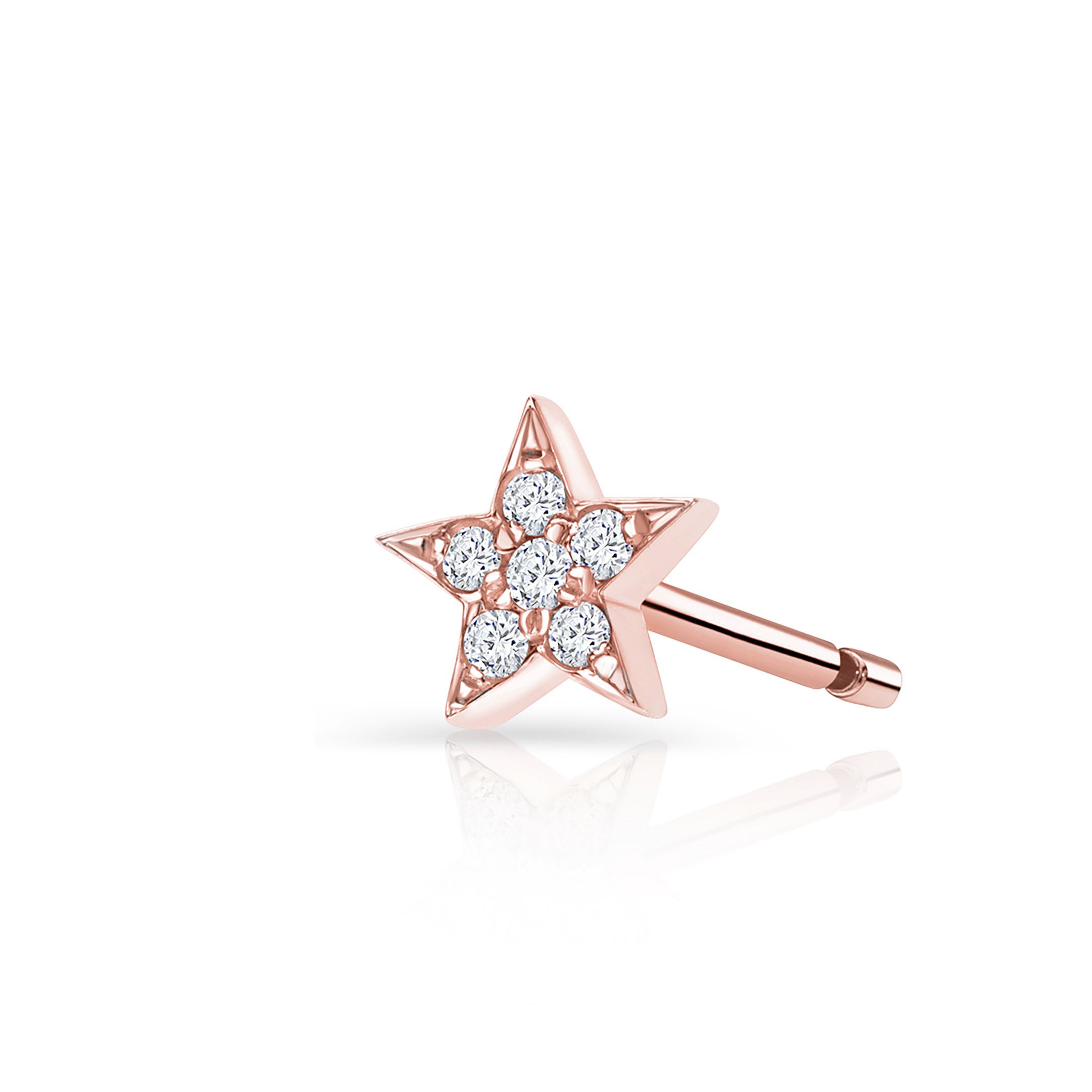Pendiente Piercing Estrella Moon Diamonds en Oro Rosa de 18 Kt