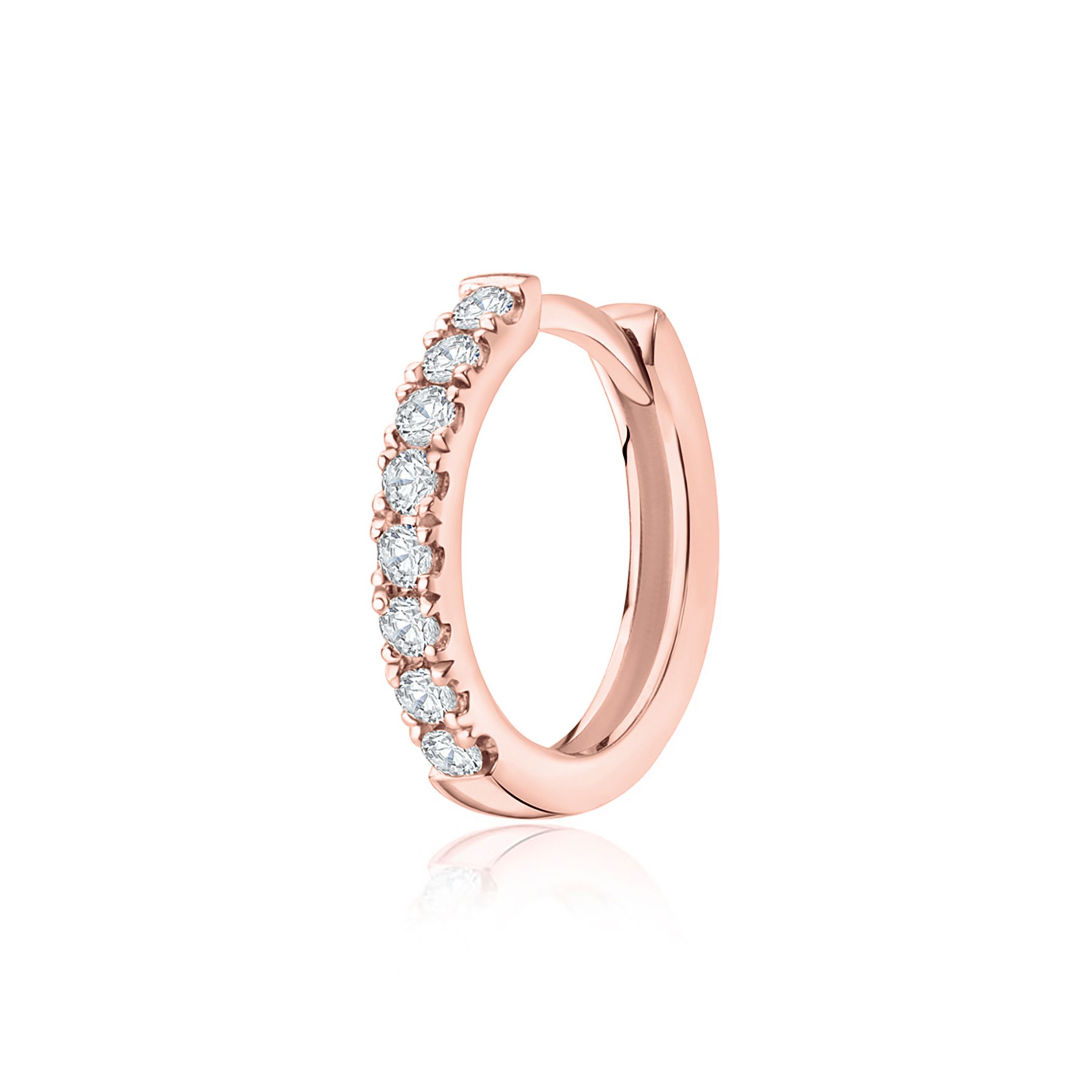 Pendiente Piercing Petite Diamonds Aro en Oro Rosa de 18 Kt