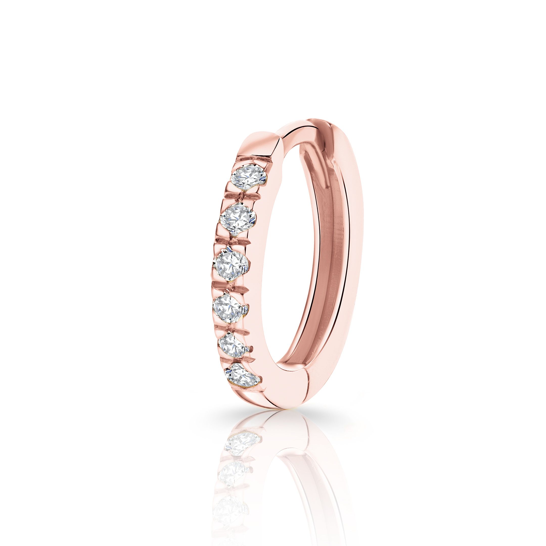 Pendiente Piercing Petite Diamonds Aro MINI en Oro Rosa de 18 Kt
