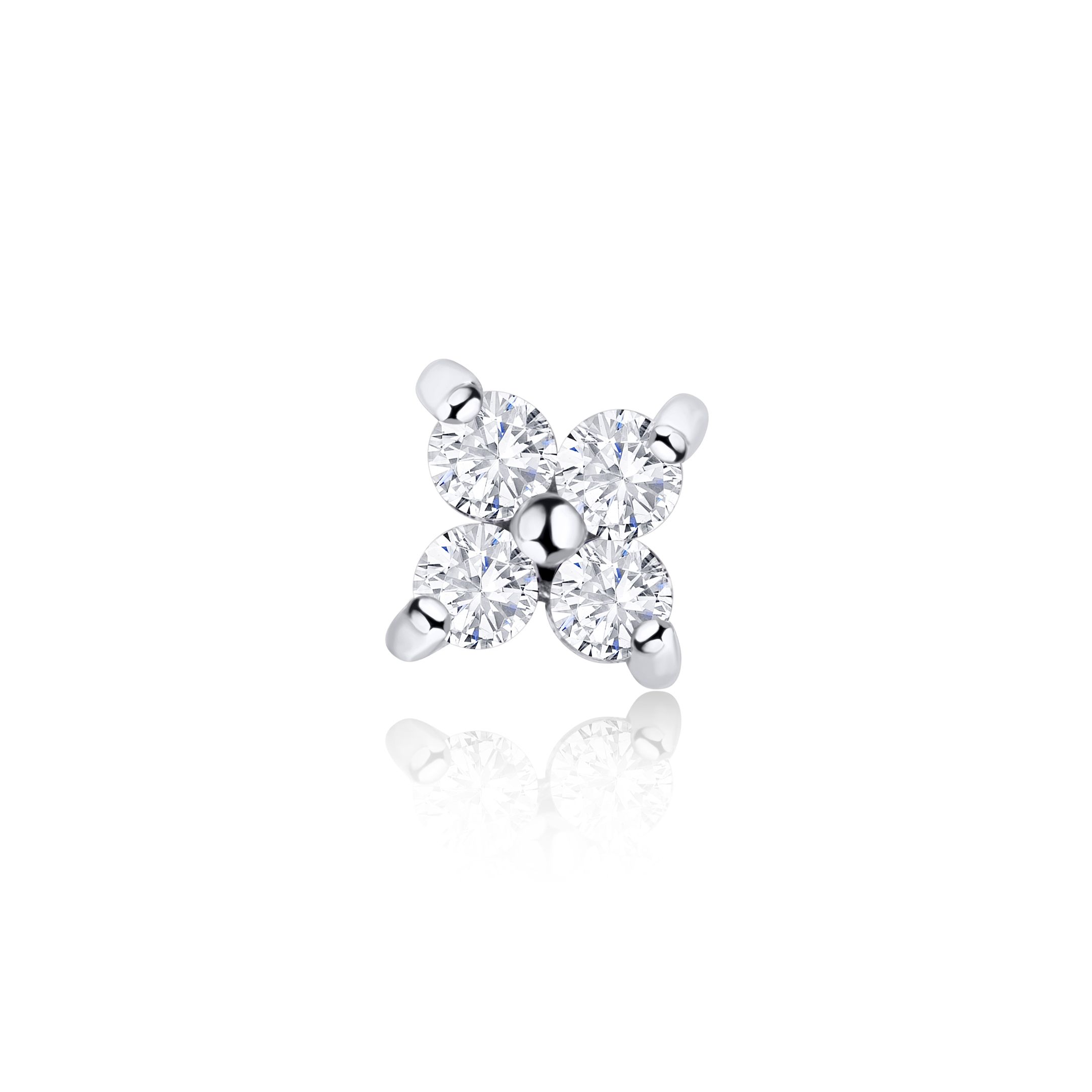 Pendiente Piercing Petite Diamonds Cross Large en Oro Blanco de 18 Kt