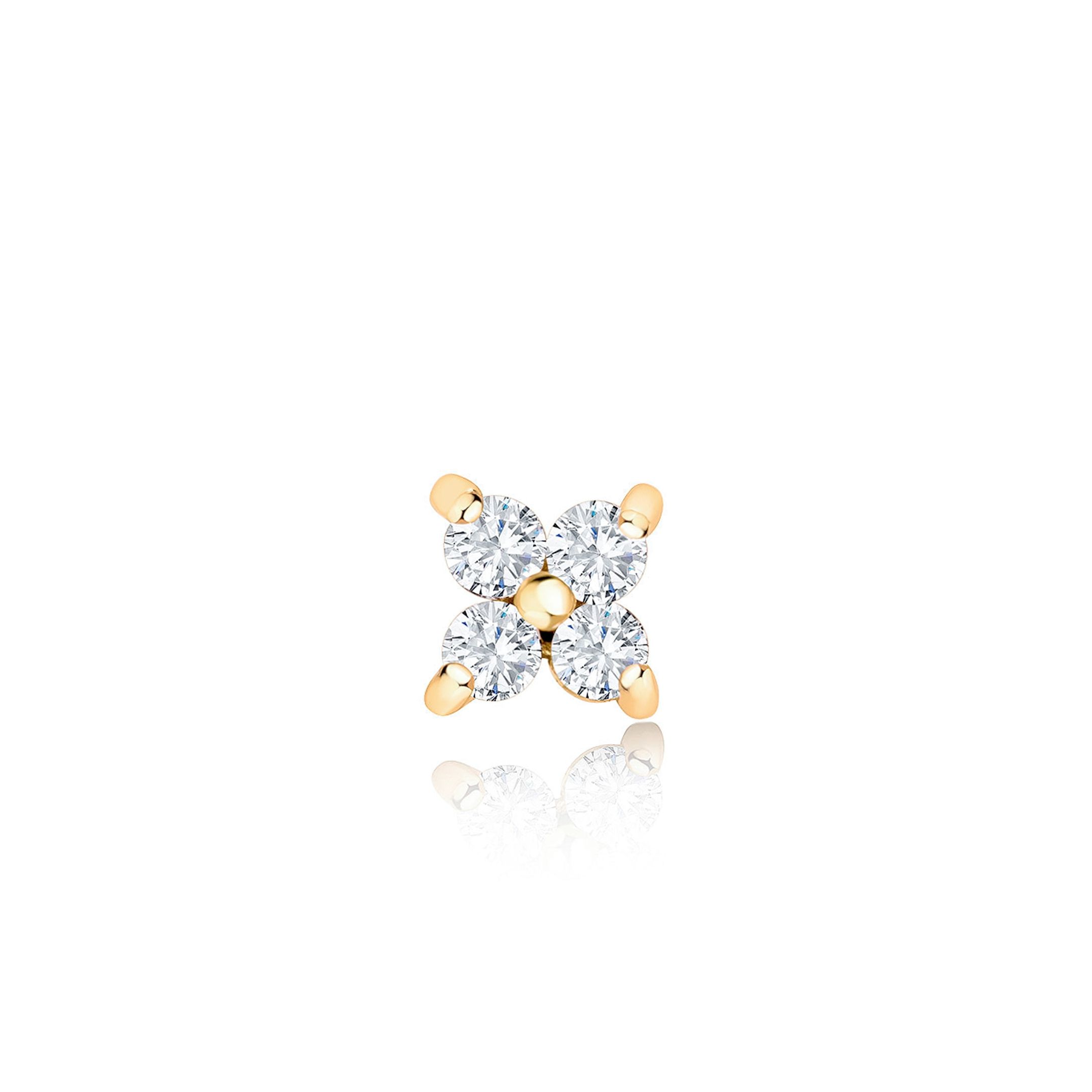 Pendiente Piercing Petite Diamonds Cross Mini en Oro Amarillo de 18 Kt