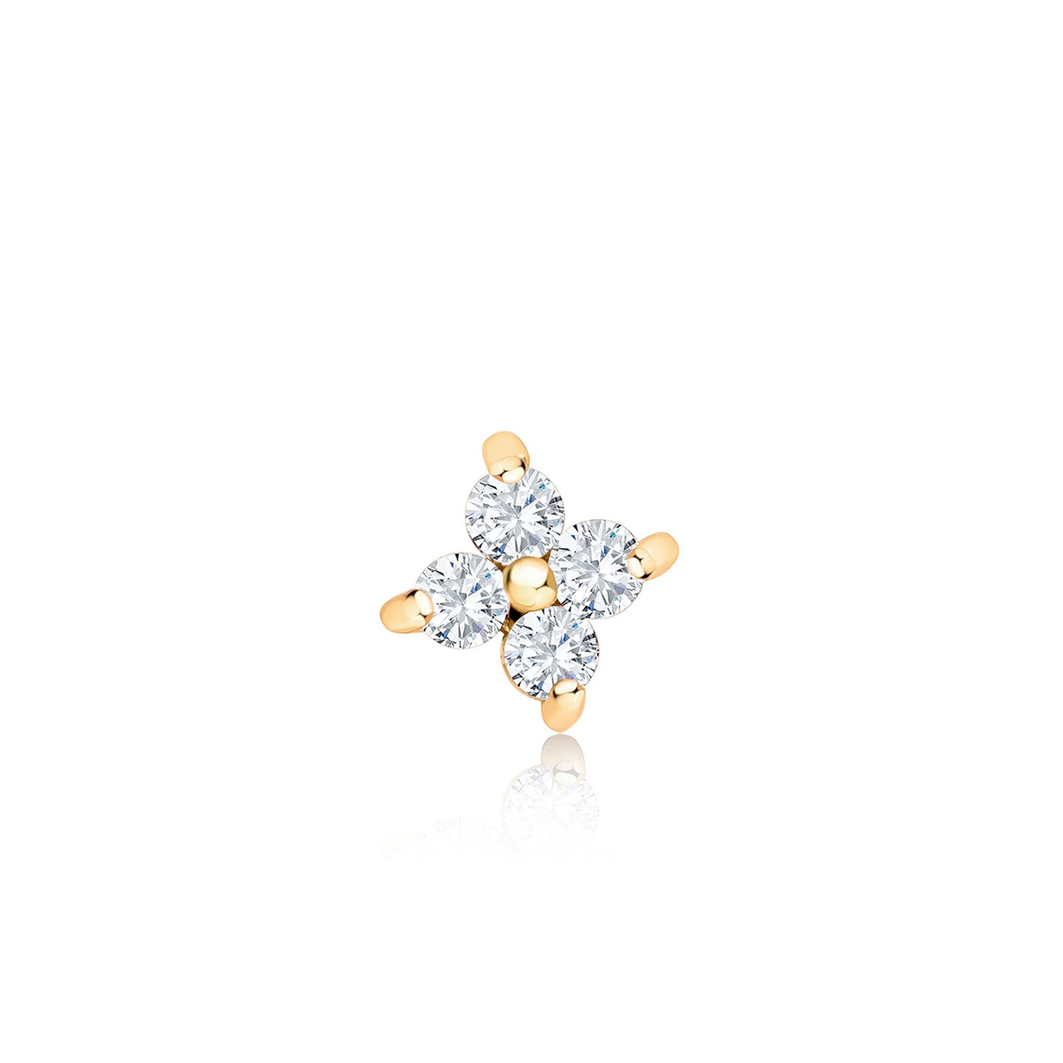 Pendiente Piercing Petite Diamonds Cross Mini en Oro Amarillo de 18 Kt