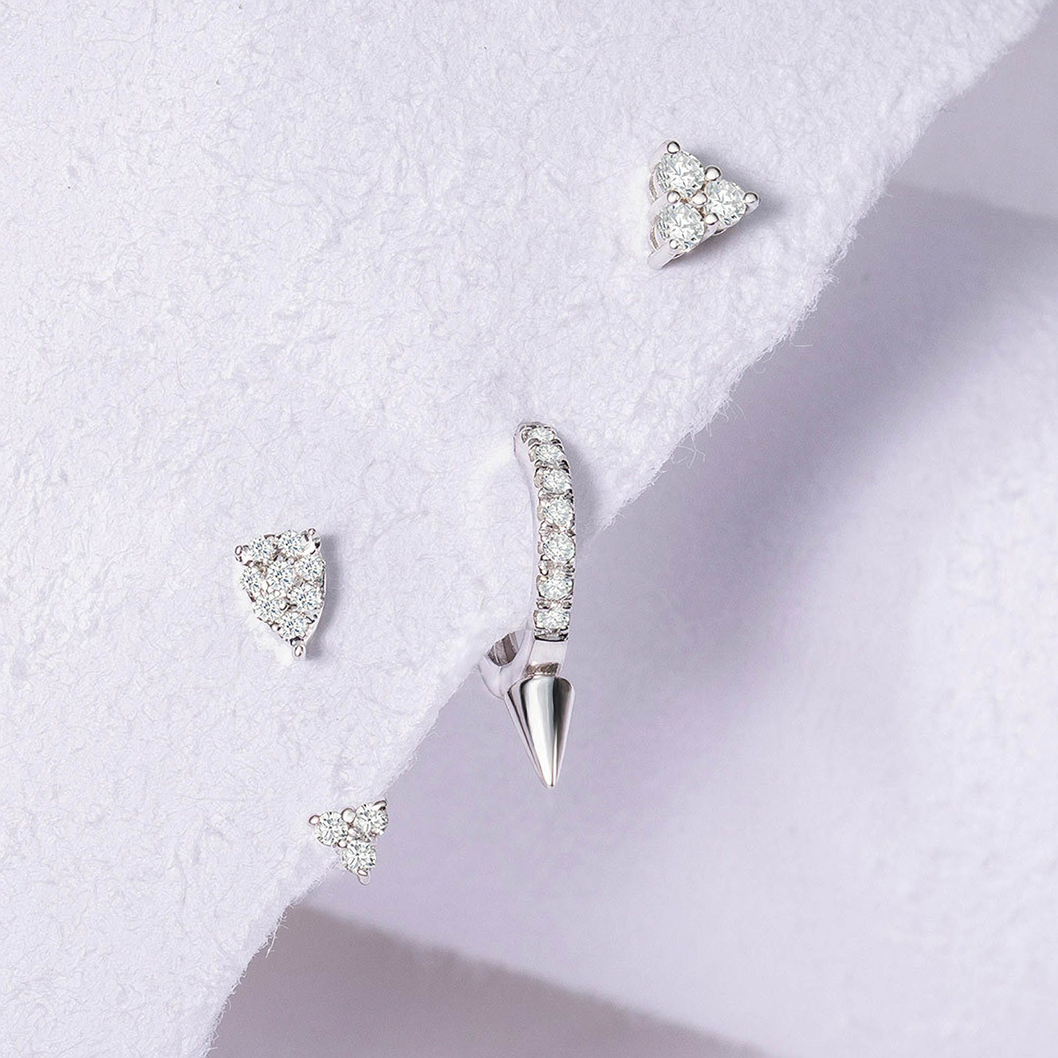 Pendiente Piercing Spike Diamonds 10 mm en Oro Blanco de 18 Kt