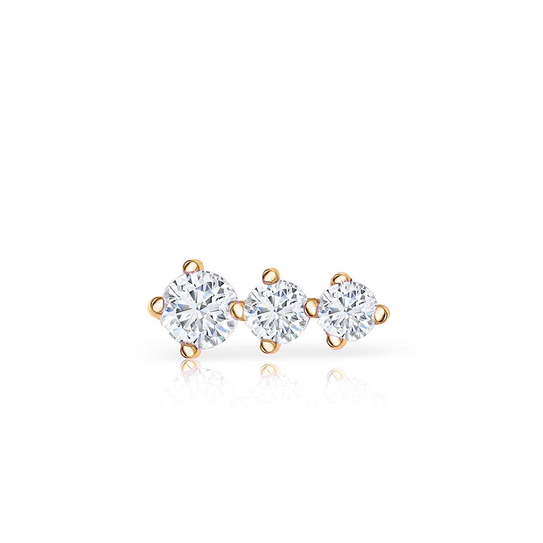 Pendiente Piercing Trinity Diamonds en Oro Amarillo de 18 Kt