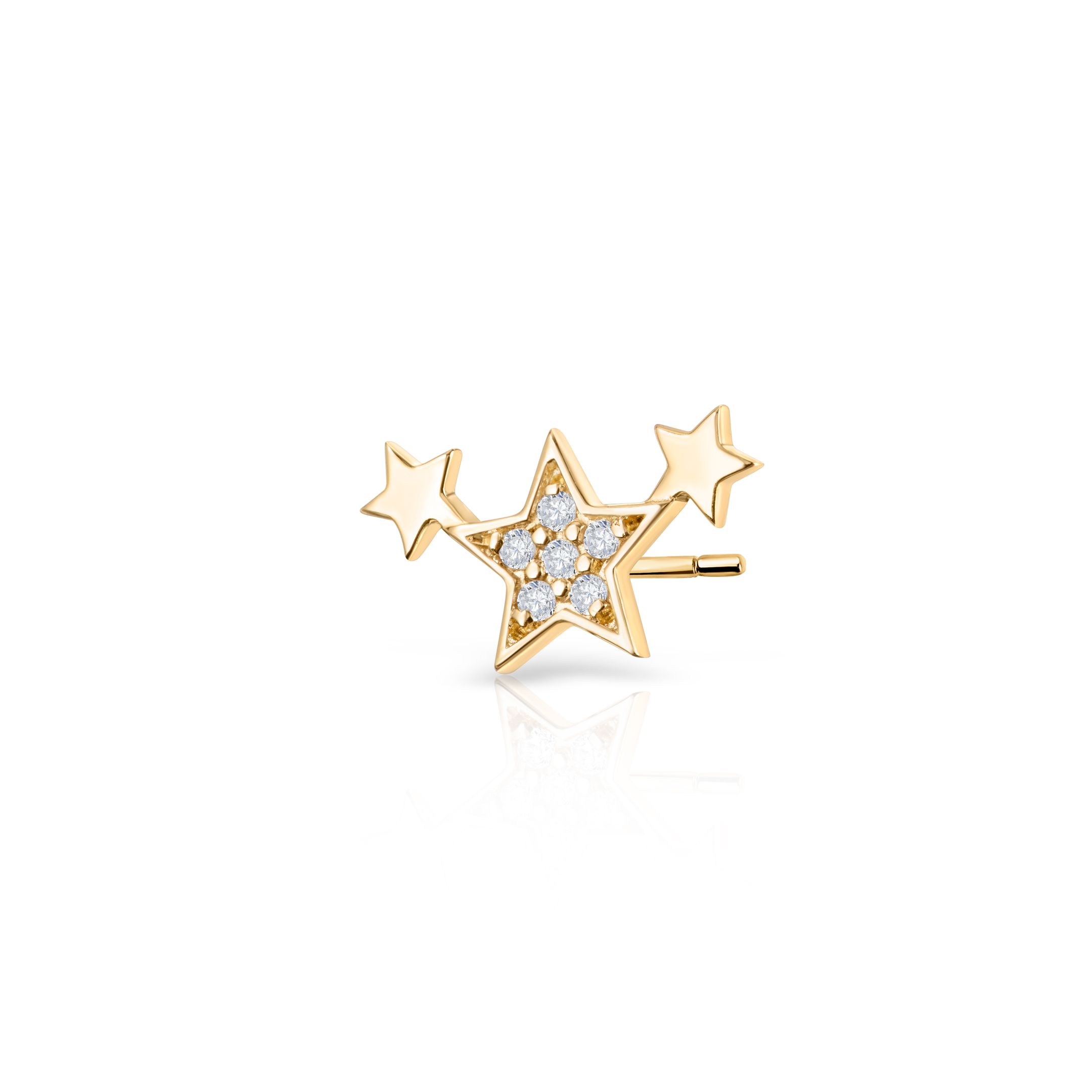 Pendiente Piercing Ear Cuff Estrellas Moon Diamonds en Oro Amarillo de 18 Kt