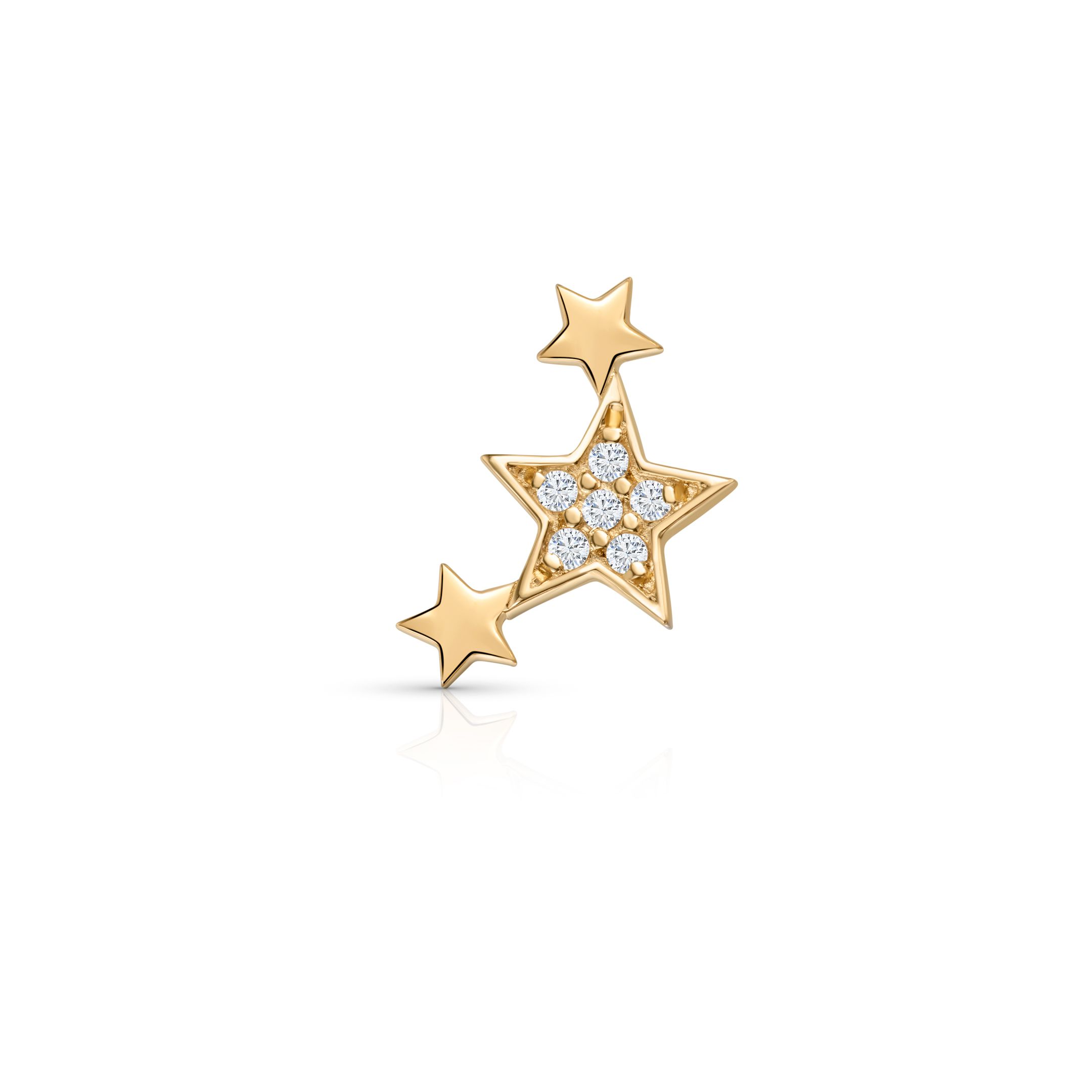 Pendiente Piercing Ear Cuff Estrellas Moon Diamonds en Oro Amarillo de 18 Kt