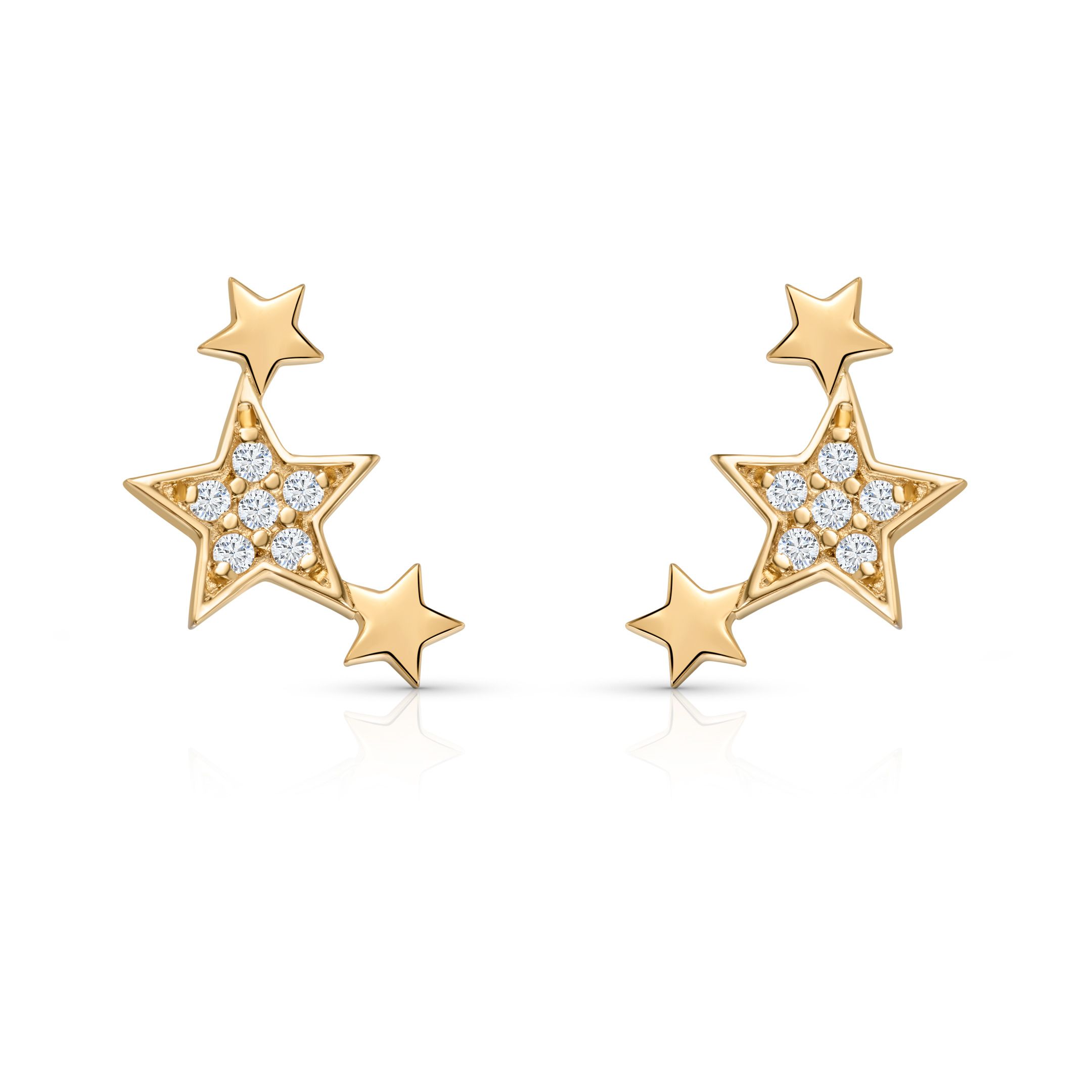 delicado beneficio mañana Pendientes Ear Cuff Estrellas Moon Diamonds en Oro Amarillo de 18 Kt | Mumit