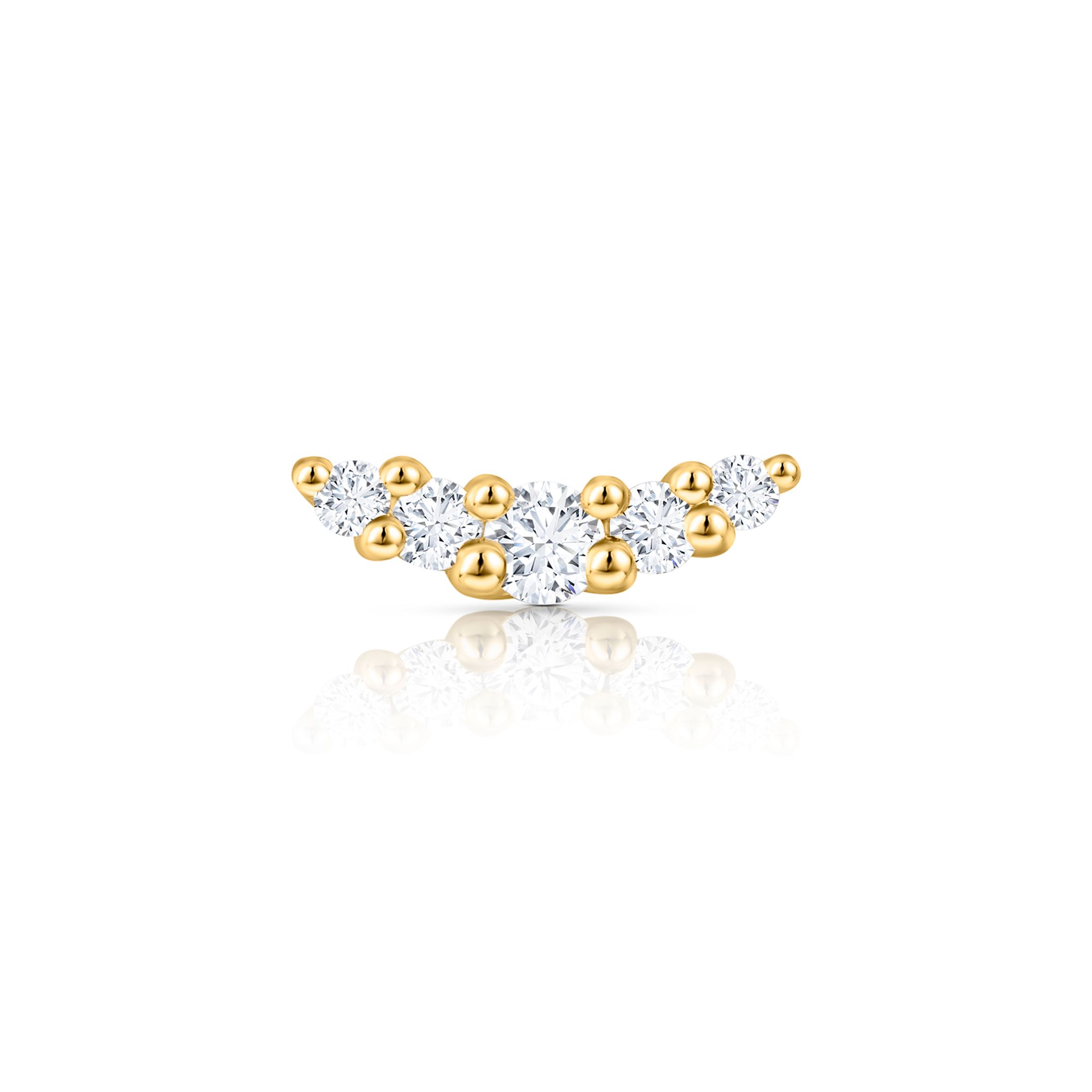 Pendiente Piercing Petite Diamonds Wave en Oro Amarillo de 18 Kt