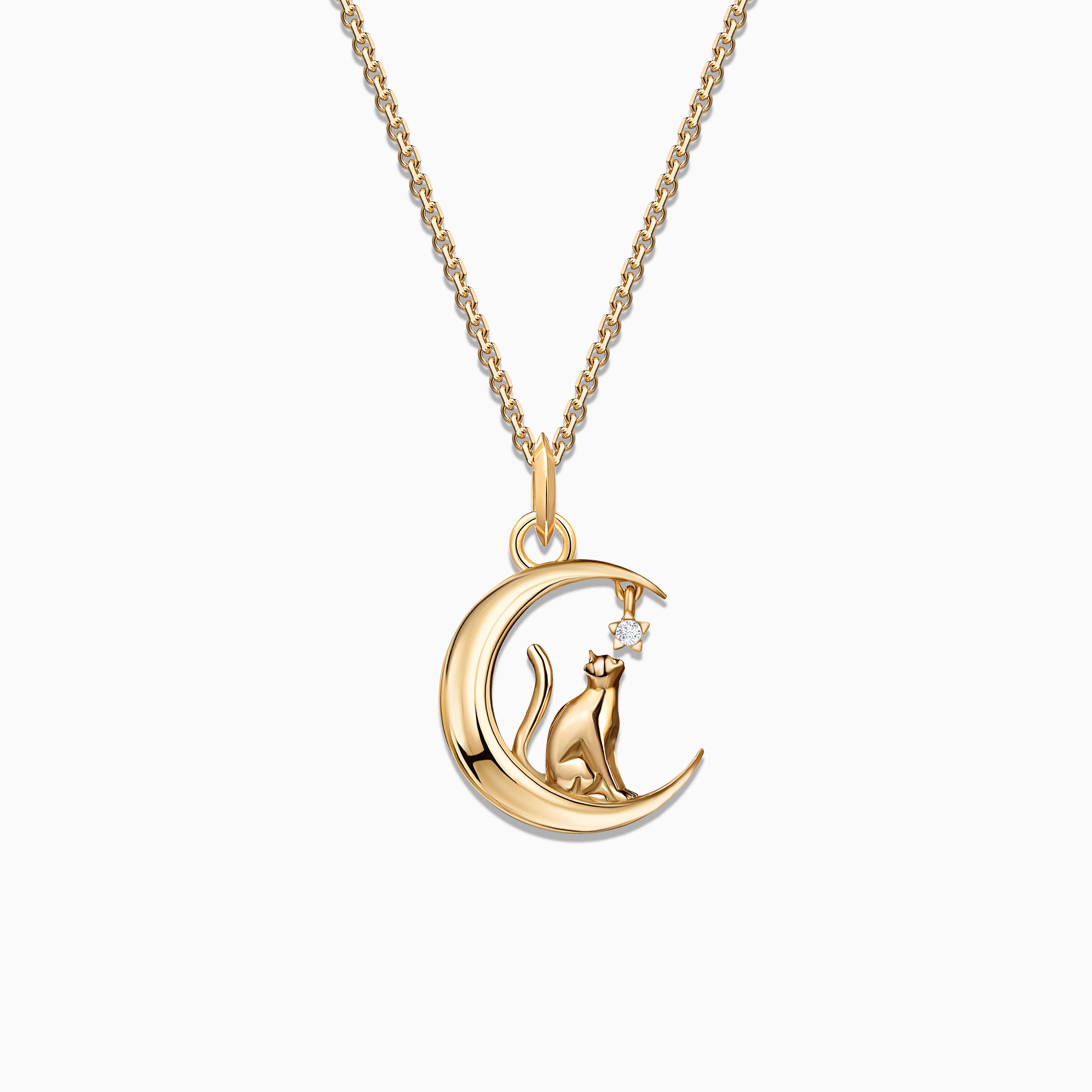 Charm Colgante Gato M de Diamante en Oro Amarillo de 18 Kt