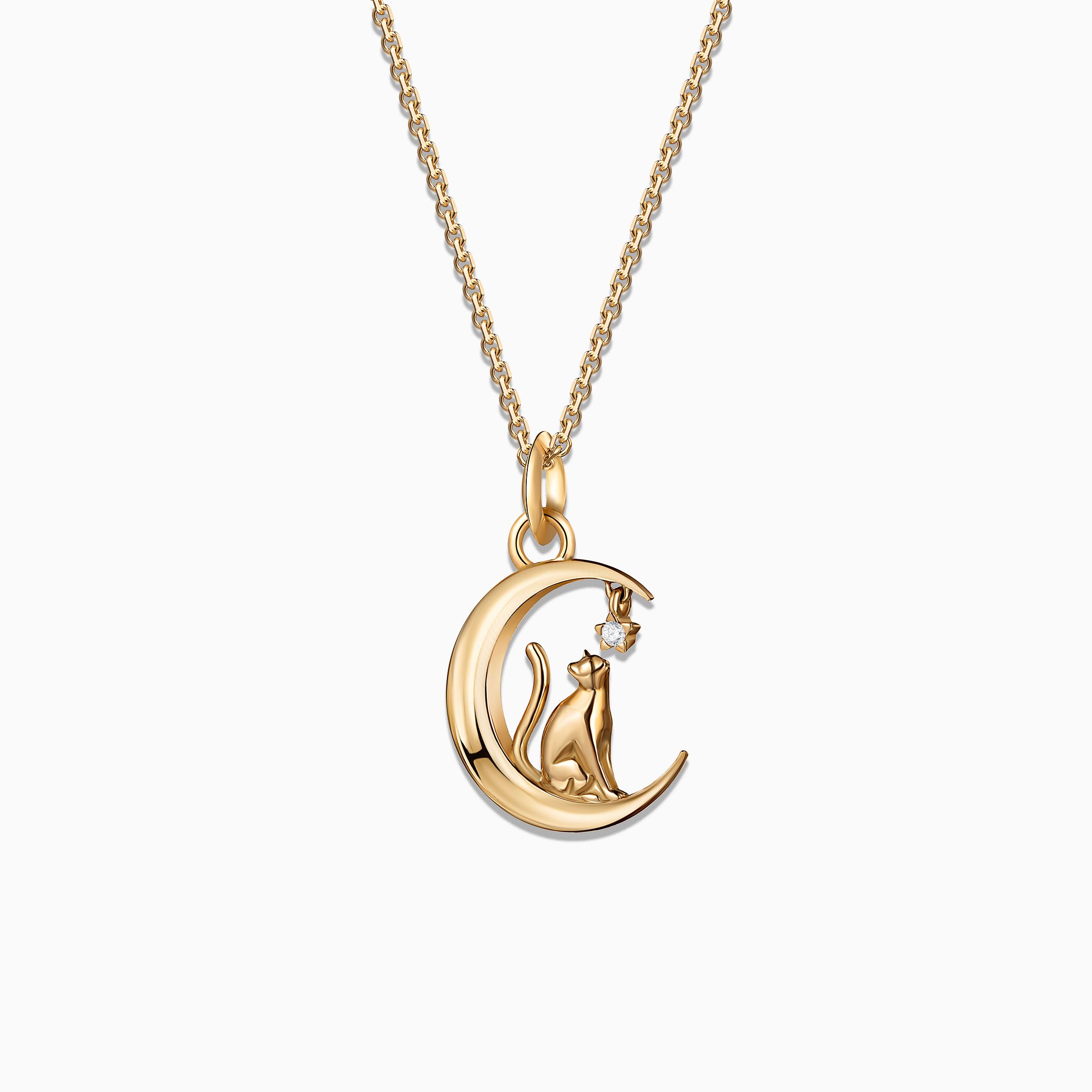 Charm Colgante Gato M de Diamante en Oro Amarillo de 18 Kt