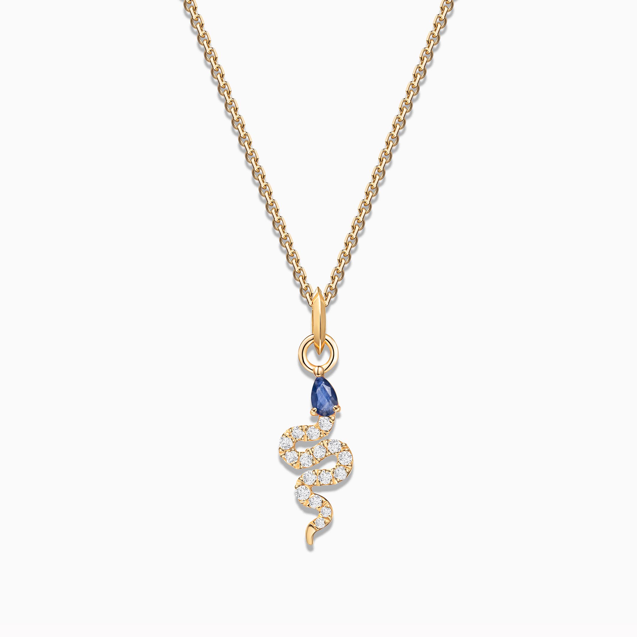 Charm Colgante Serpiente M de Zafiro y Diamantes en Oro Amarillo de 18 Kt