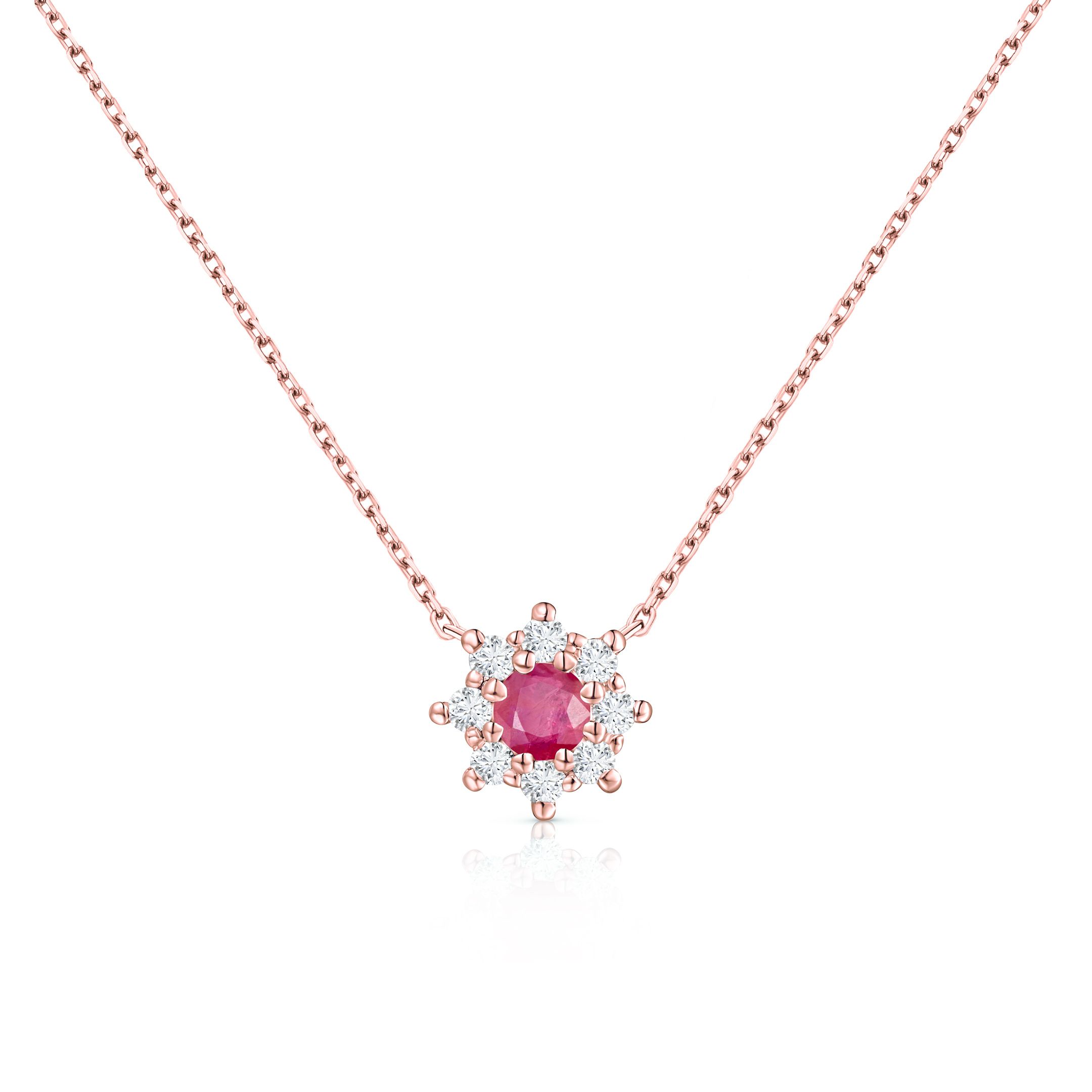 Gargantilla Astrid de Rubí y Diamantes en Oro Rosa de 18 Kt