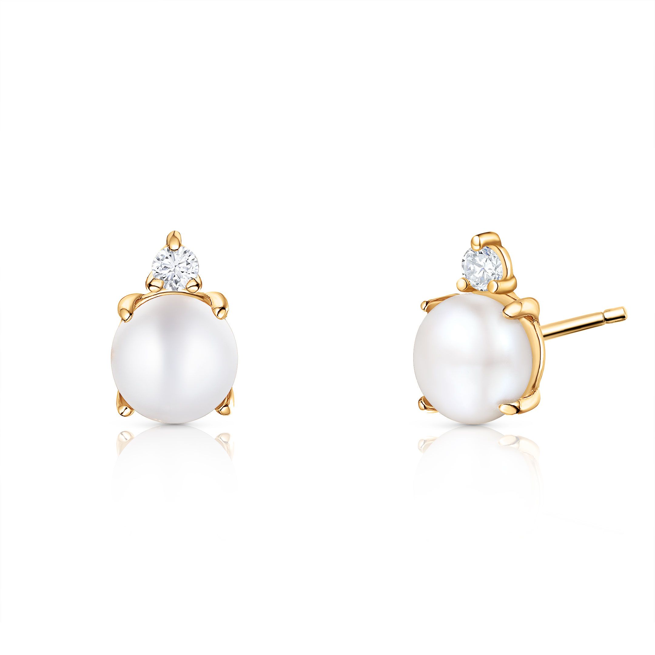 Pendientes Holly de Perlas y Diamantes en Oro Amarillo de 18 Kt