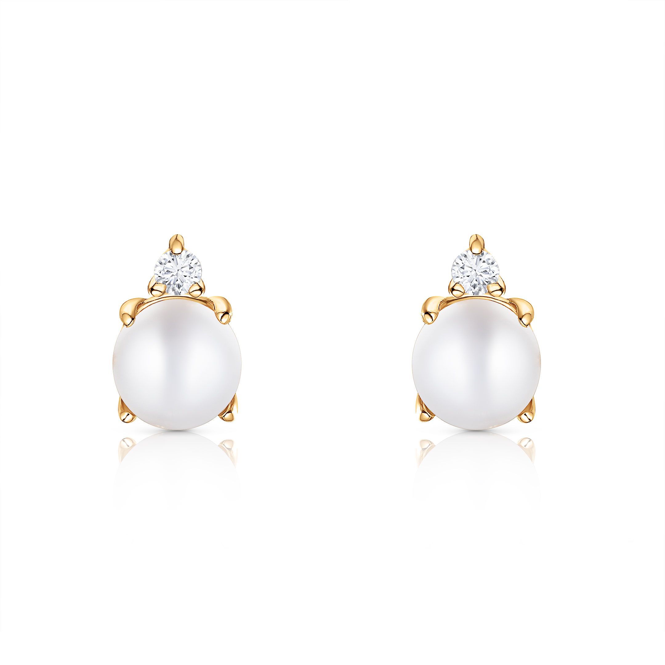 Pendientes Holly de Perlas y Diamantes en Oro Amarillo de 18 Kt