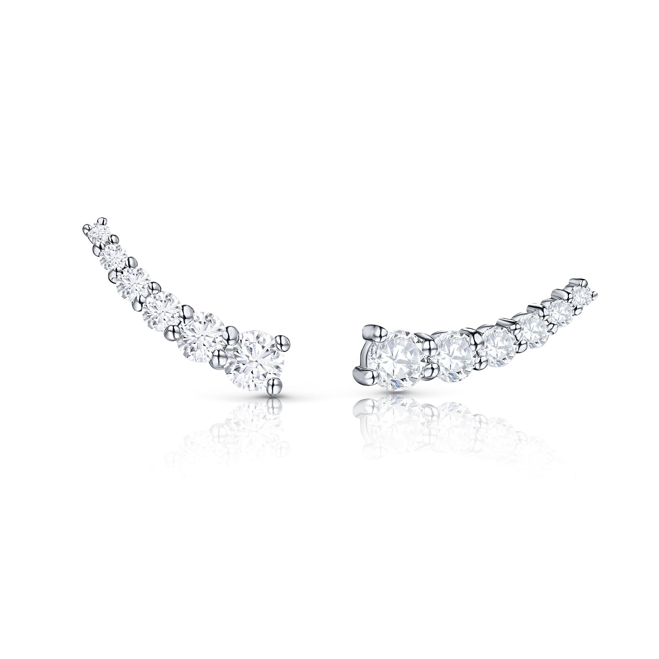 Pendientes Trepadores Lynx de Diamantes en Oro Blanco de 18 Kt