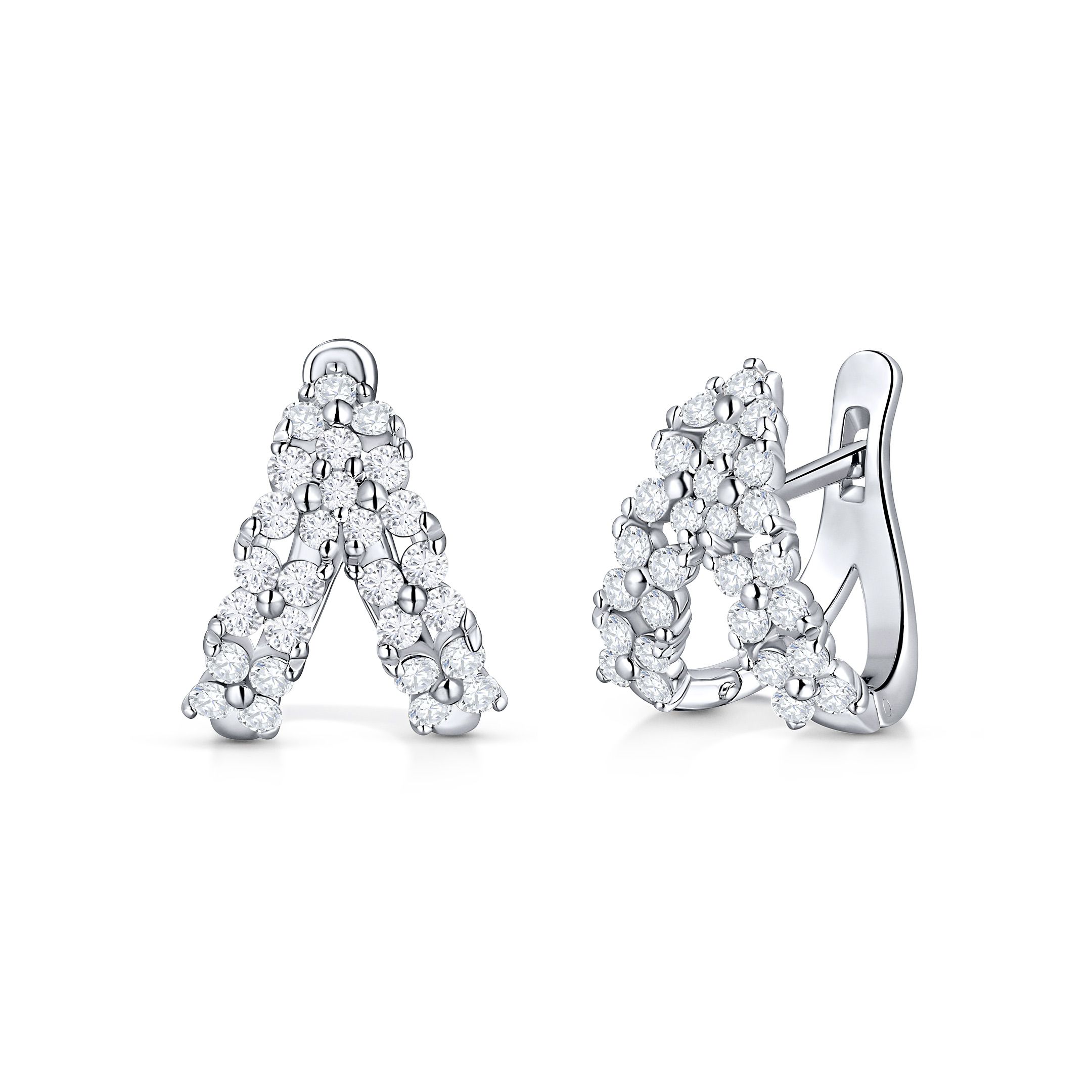 Pendientes de Aro Doble Garden de Diamantes en Oro Blanco de 18 Kt