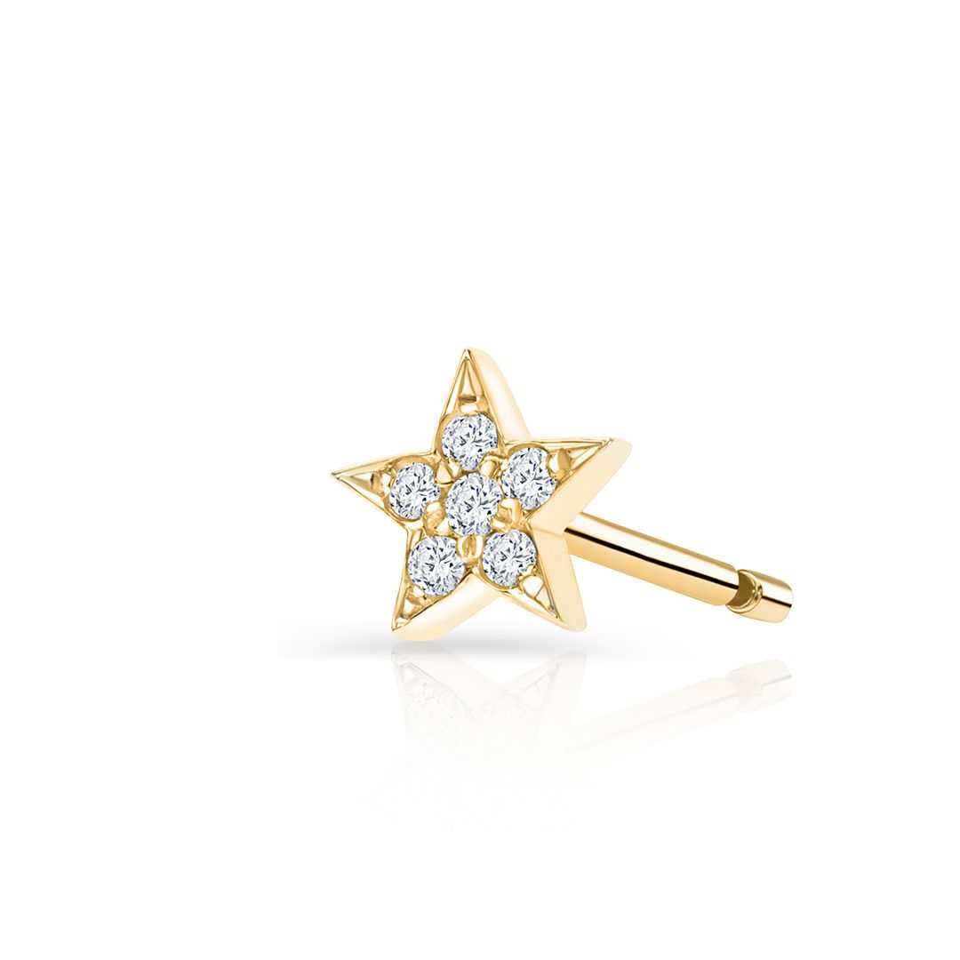 Pendiente Piercing Estrella Moon Diamonds en Oro Amarillo de 18 Kt