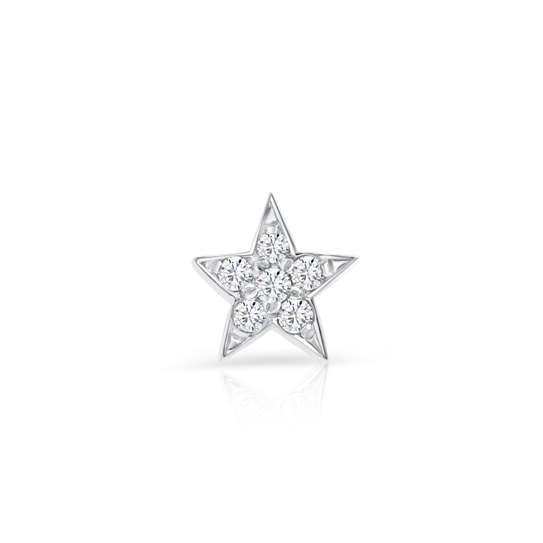 Pendiente Piercing Estrella Moon Diamonds en Oro Blanco de 18 Kt