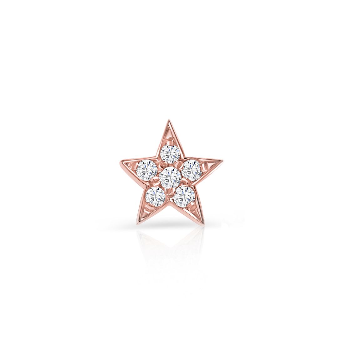 Pendiente Piercing Estrella Moon Diamonds en Oro Rosa de 18 Kt