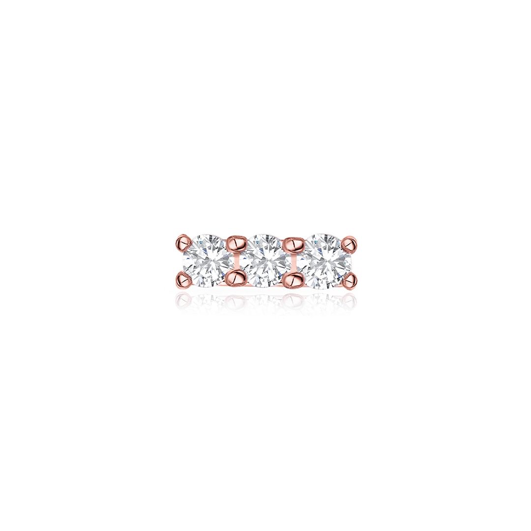 Pendiente Piercing Line Diamonds en Oro Rosa de 18 Kt