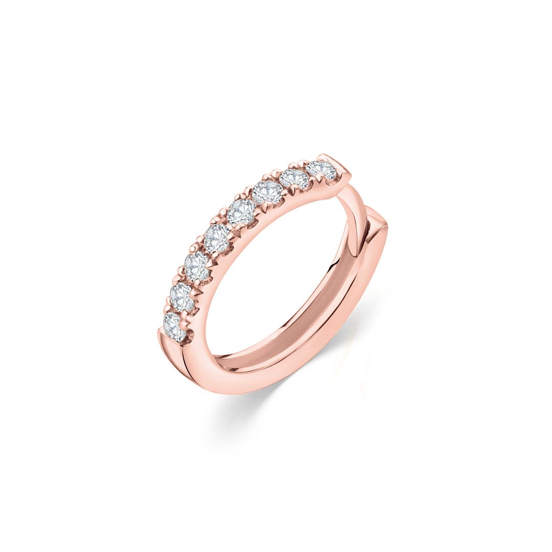 Pendiente Piercing Petite Diamonds Aro en Oro Rosa de 18 Kt
