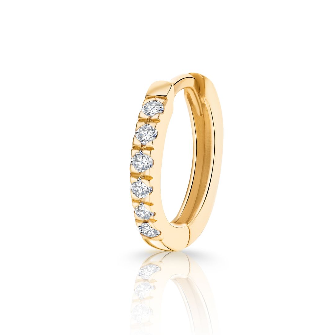 Pendiente Piercing Petite Diamonds Aro MINI en Oro Amarillo de 18 Kt