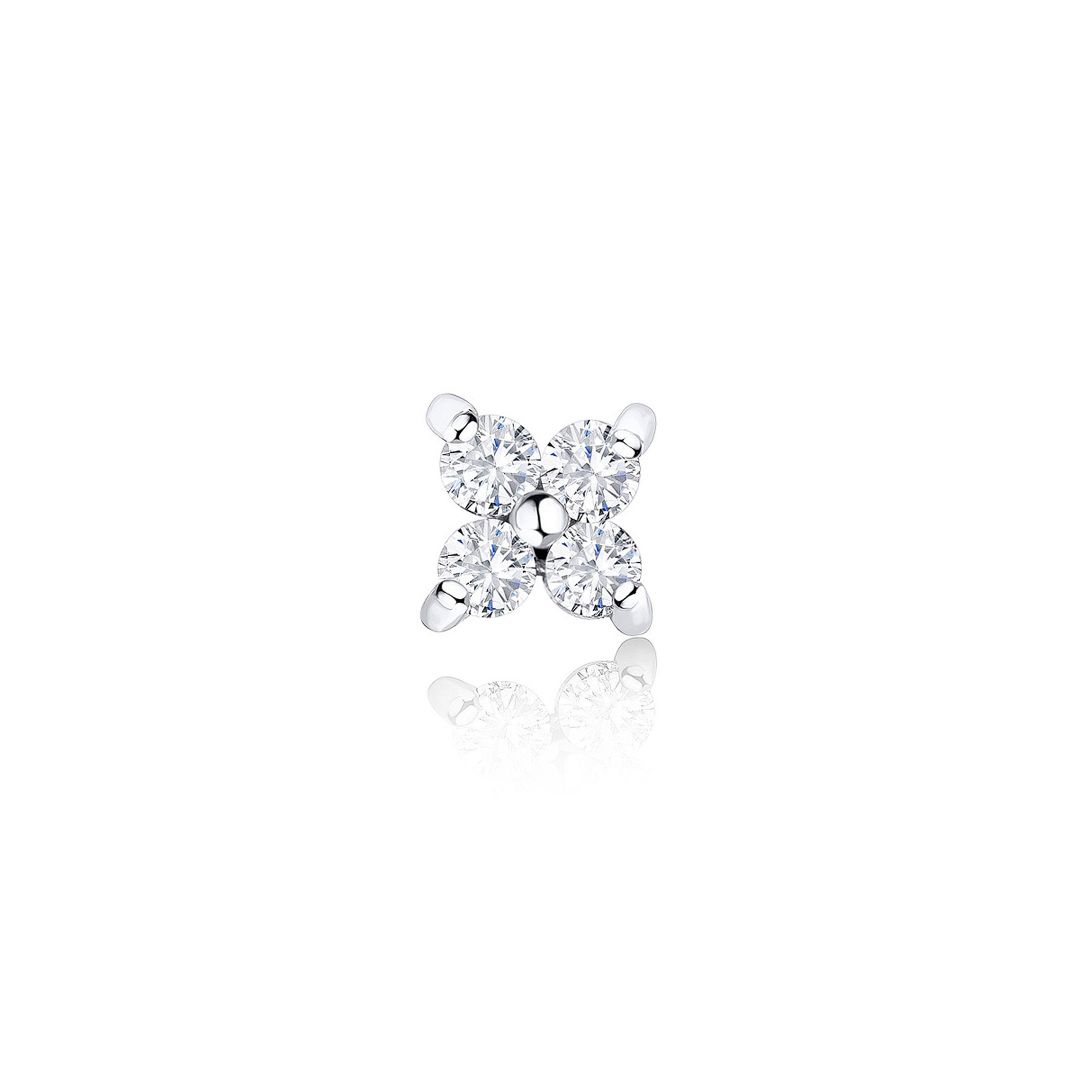 Pendiente Piercing Petite Diamonds Cross Mini en Oro Blanco de 18 Kt