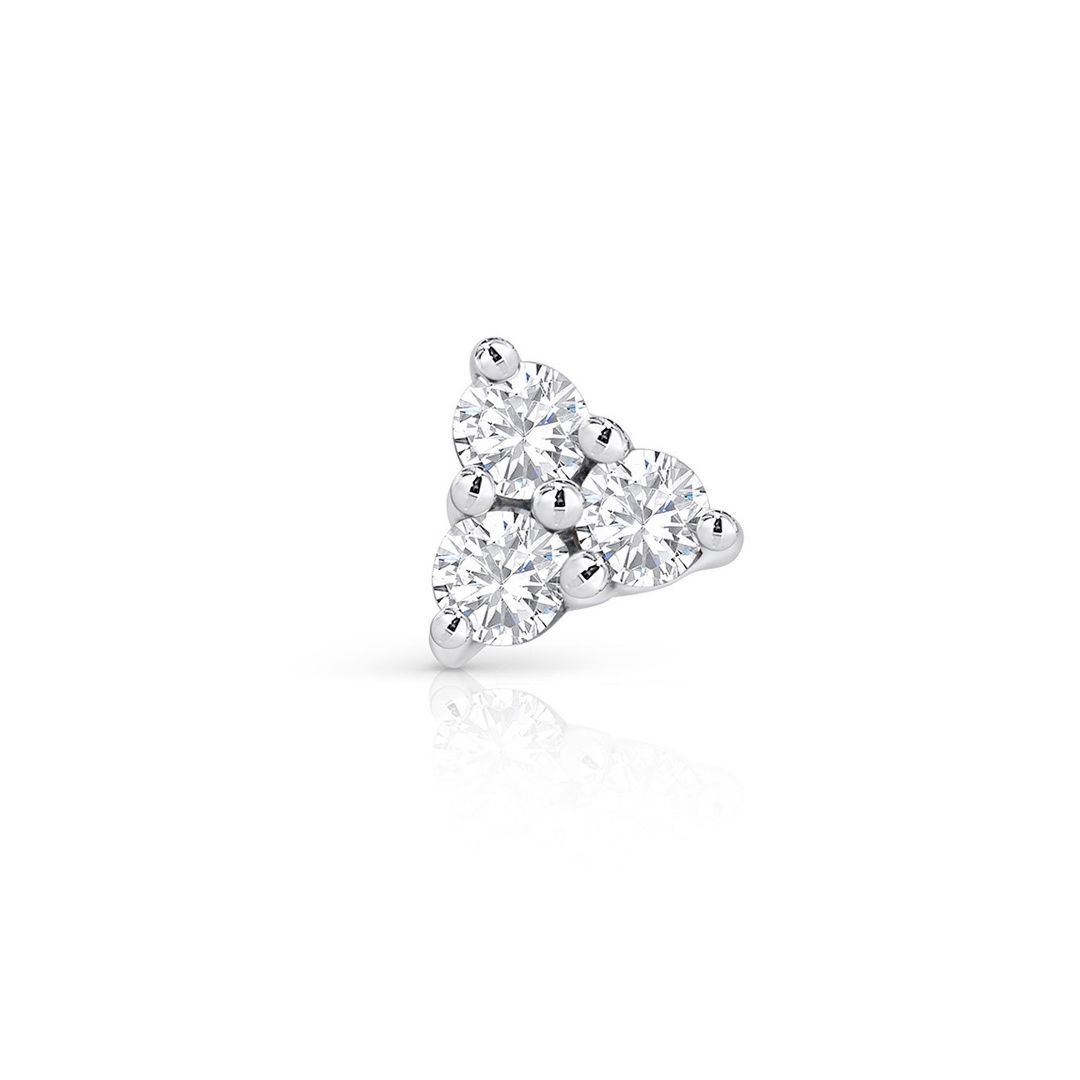 Pendiente Piercing Triangle Diamantes en Oro Blanco de 18 Kt