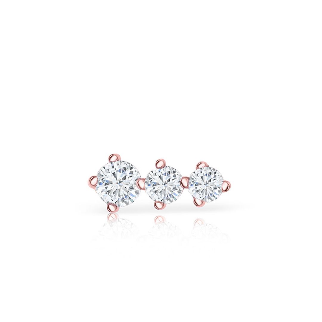 Pendiente Piercing Trinity Diamonds en Oro Rosa de 18 Kt