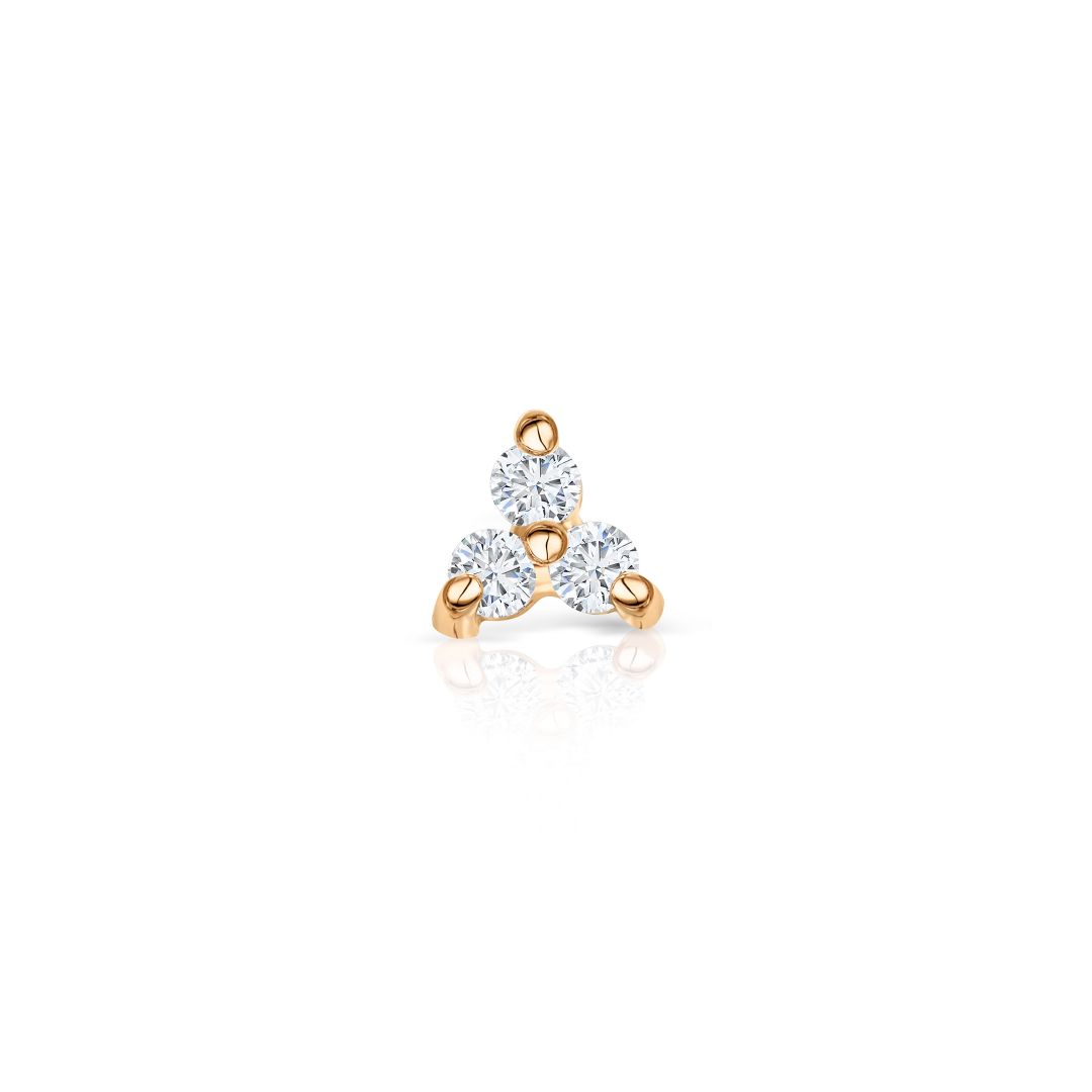 Pendiente Piercing Clover Mini de Diamantes en Oro Amarillo de 18 Kt