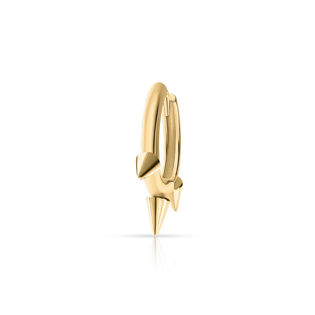 Pendiente Piercing Spikes Tres Pinchos de 10 mm en Oro Amarillo de 18 Kt