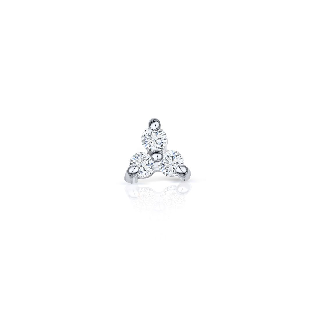 Pendiente Piercing Clover Mini de Diamantes en Oro Blanco de 18 Kt