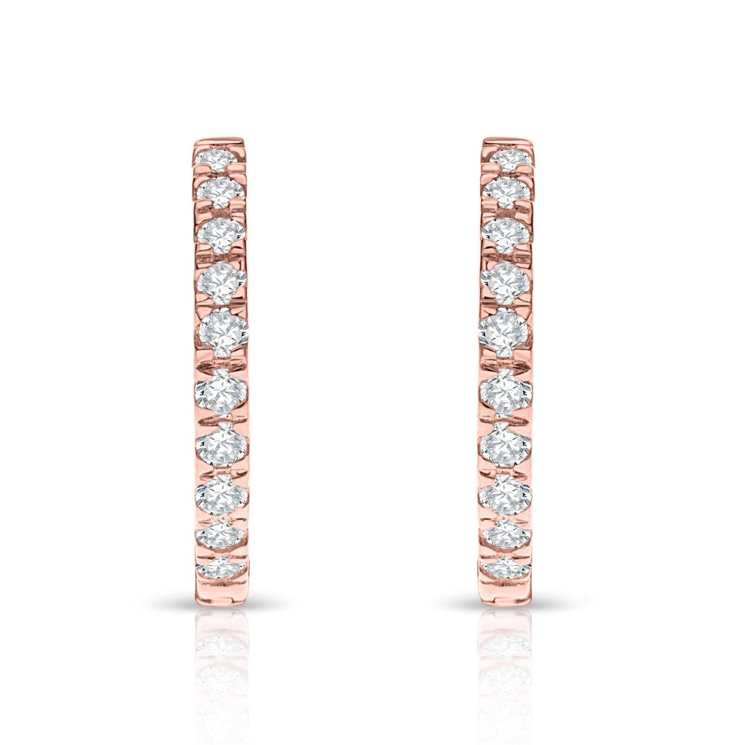 Pendientes Petite Diamonds Aro 12 MM en Oro Rosa de 18 Kt