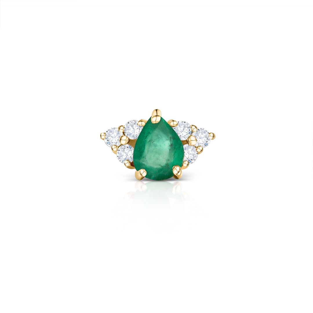 Pendiente Piercing Crown II Drops de Esmeralda en Oro Amarillo de 18 Kt