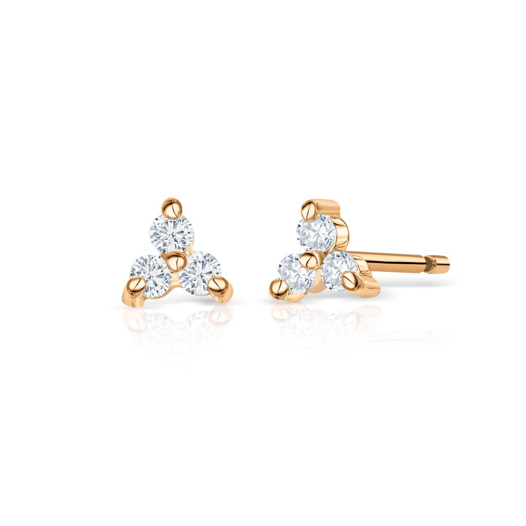 Pendientes Clover Mini de Diamantes en Oro Amarillo de 18 Kt