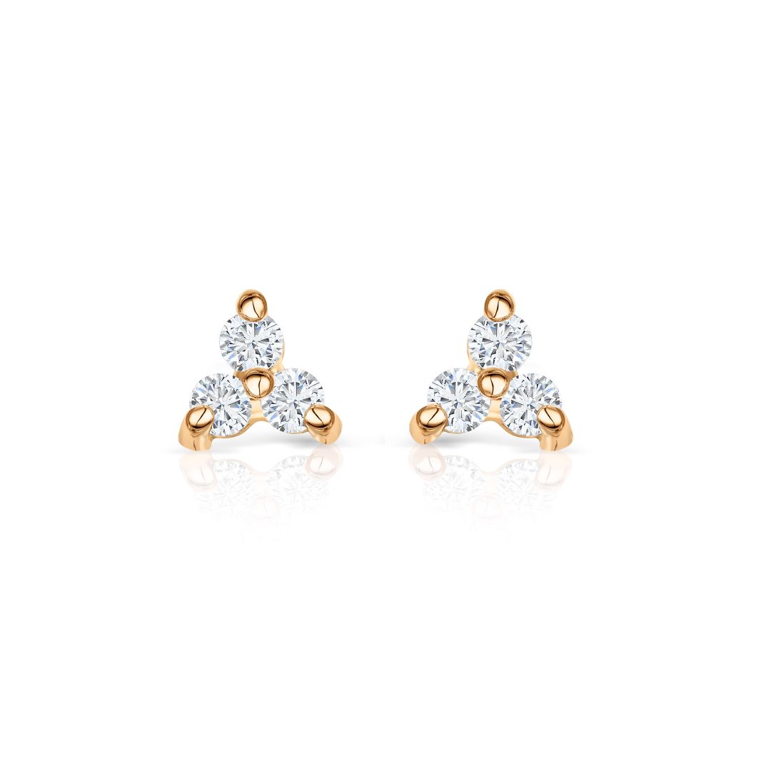 Pendientes Clover Mini de Diamantes en Oro Amarillo de 18 Kt