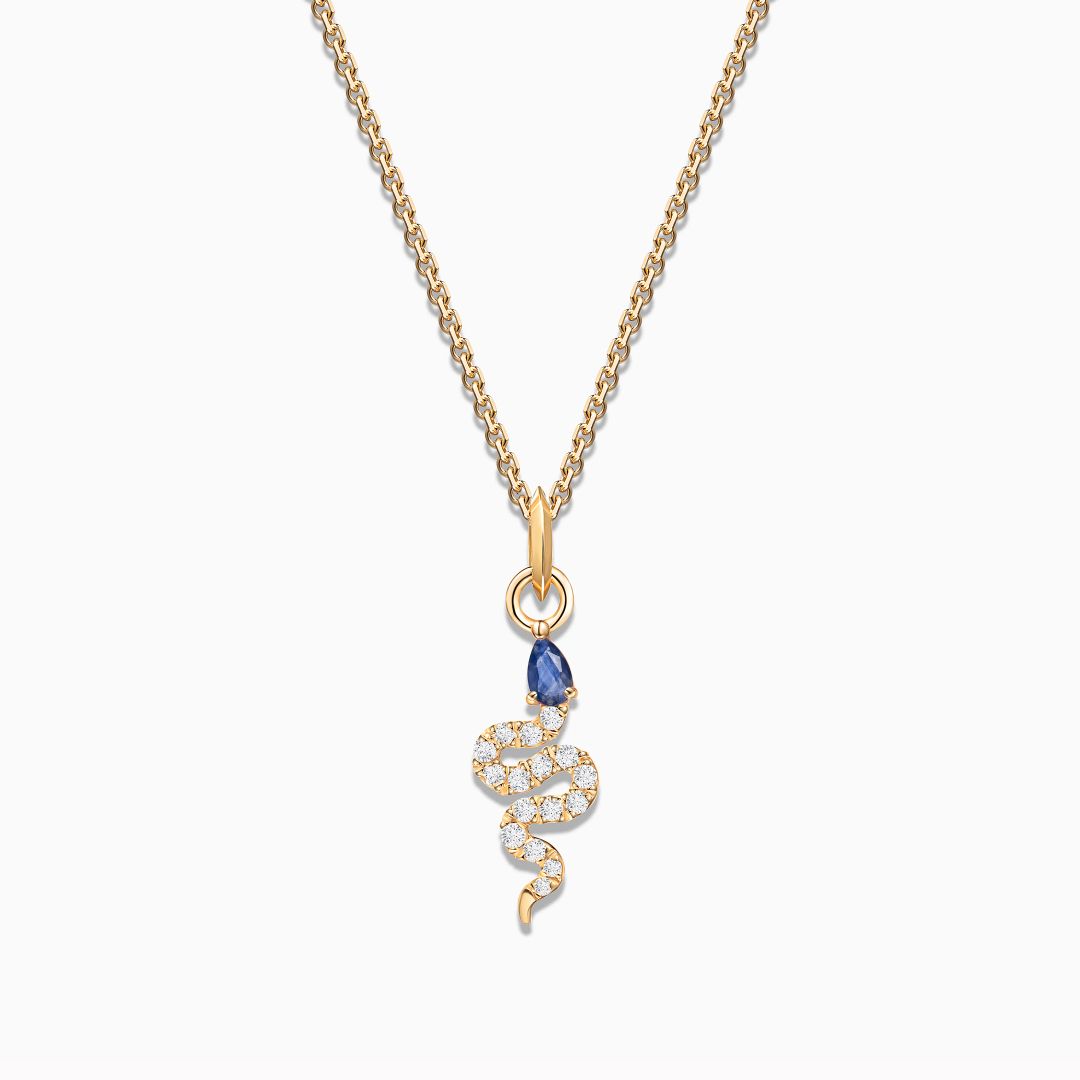 Charm Colgante Serpiente M de Zafiro y Diamantes en Oro Amarillo de 18 Kt