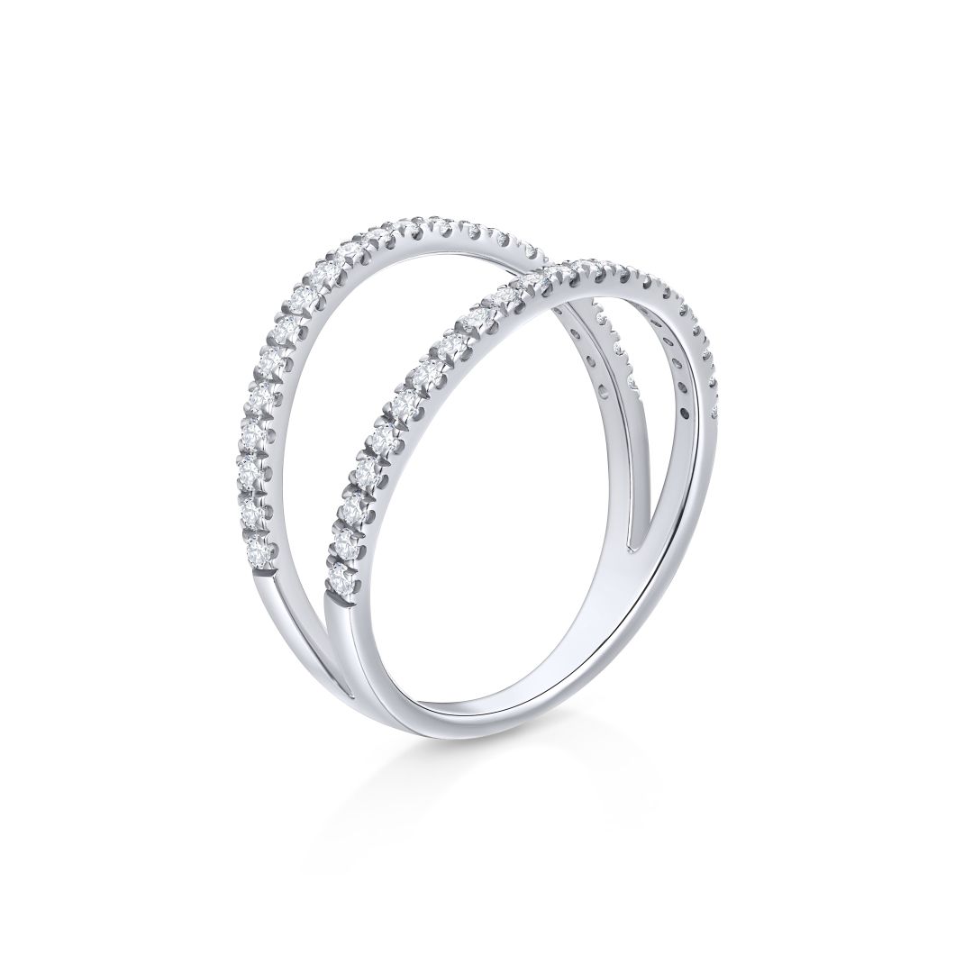 Sortija Twin Diamonds en Oro Blanco de 18 Kt