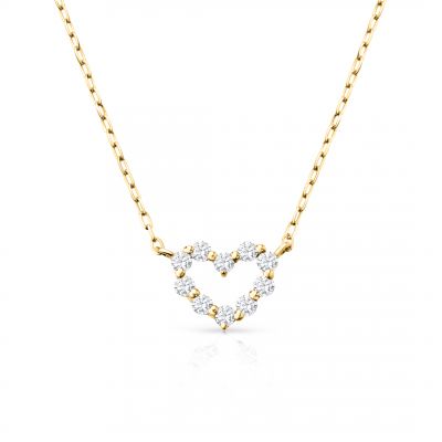 Gargantilla Petite Diamonds Heart en Oro Amarillo de 18 Kt