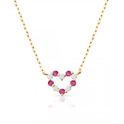 Gargantilla Petite Diamonds Heart Love Edition en Oro Amarillo de 18 Kt