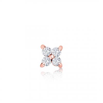 Pendiente Piercing Petite Diamonds Cross Mini en Oro Rosa de 18 Kt