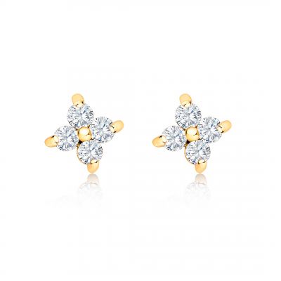 Pendientes Petite Diamonds Cross Mini en Oro Amarillo de 18 Kt