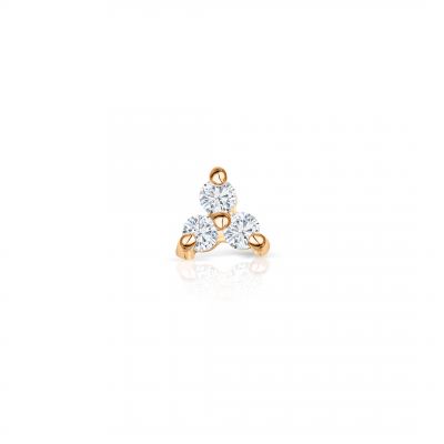 Pendiente Piercing Clover Mini de Diamantes en Oro Amarillo de 18 Kt