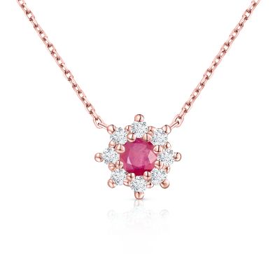 Gargantilla Astrid de Rubí y Diamantes en Oro Rosa de 18 Kt