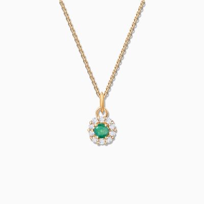 Charm Colgante Roseta S de Esmeralda y Diamantes en Oro Amarillo de 18 Kt