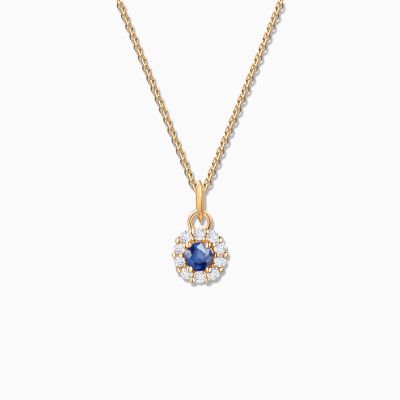 Charm Colgante Roseta S de Zafiro y Diamantes en Oro Amarillo de 18 Kt