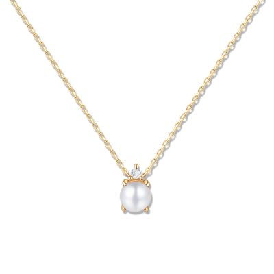 Gargantilla Holly de Perla y Diamante en Oro Amarillo de 18 Kt