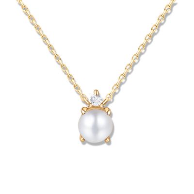 Gargantilla Holly de Perla y Diamante en Oro Amarillo de 18 Kt